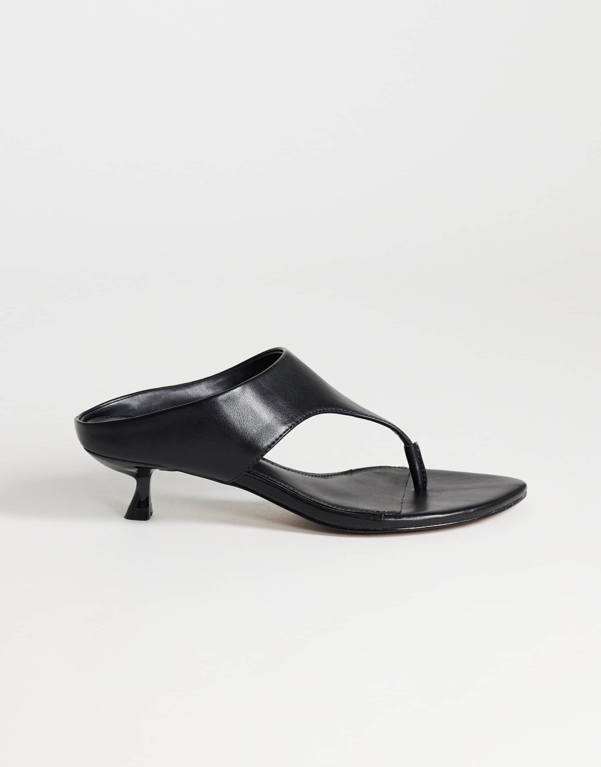Topshop Nancy toe thong mid heel sandal in black