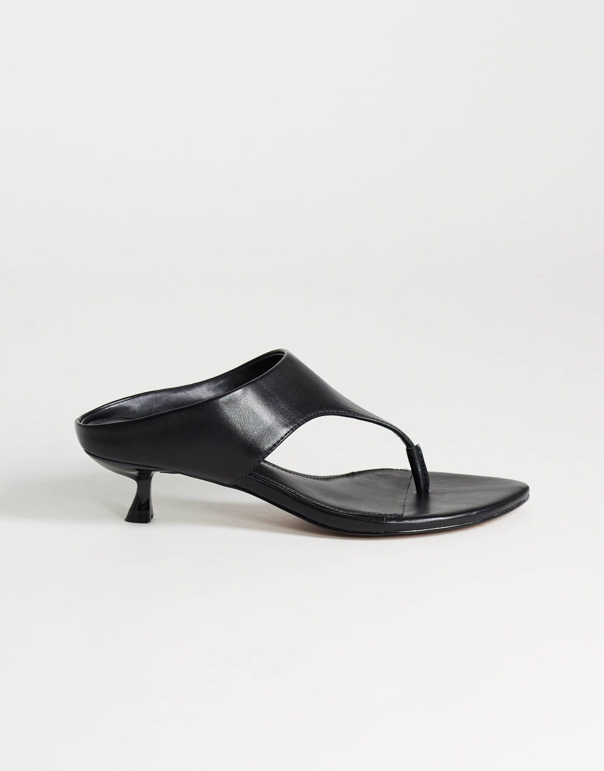 Topshop Nancy toe thong mid heel sandal in black