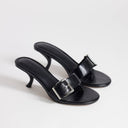 Topshop Nadine mid heeled mule with buckle in black