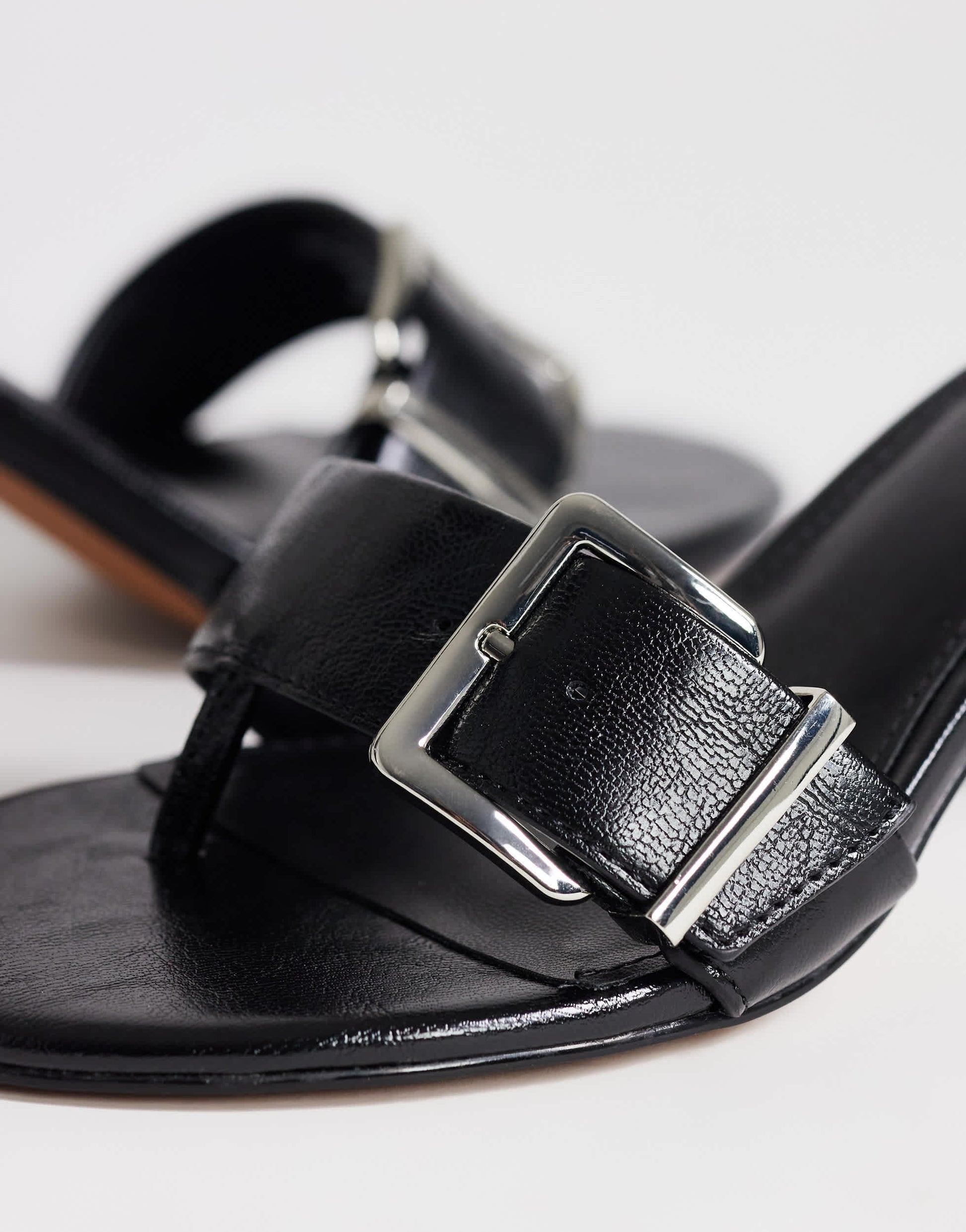Topshop Nadine mid heeled mule with buckle in black