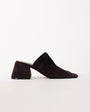 Topshop Alberto real suede wide block heel mule in chocolate