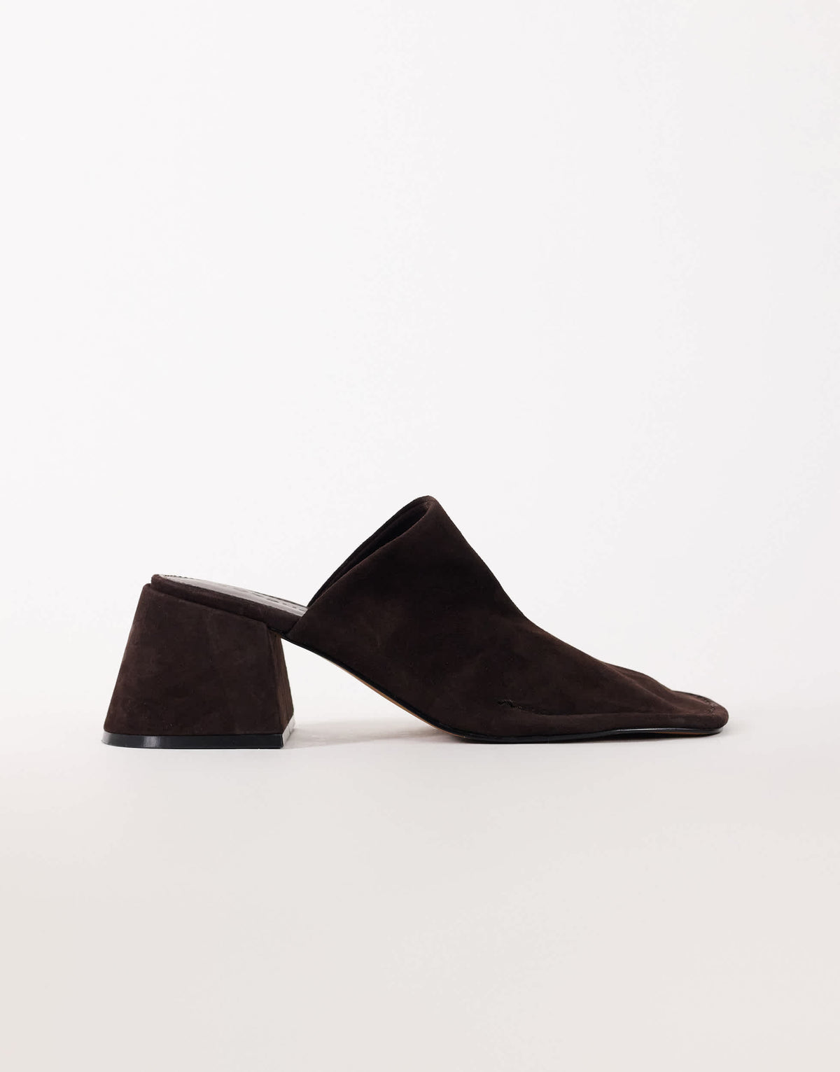 Topshop Alberto real suede wide block heel mule in chocolate