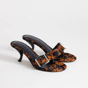 Topshop Nadine real hair on leather mid heeled mule with buckle in leopard print