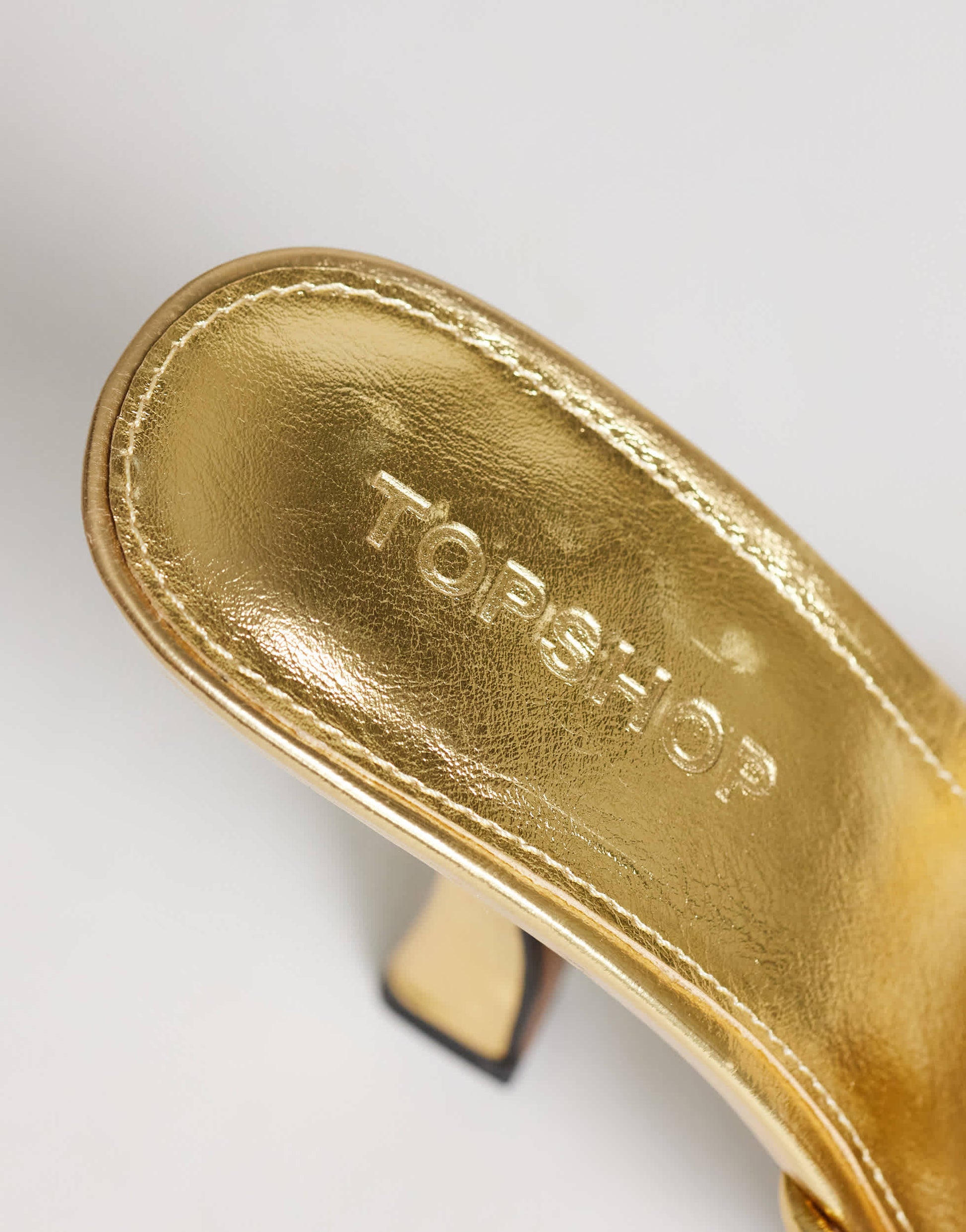 Topshop Olivia strappy high heel sandal with ball detail in gold