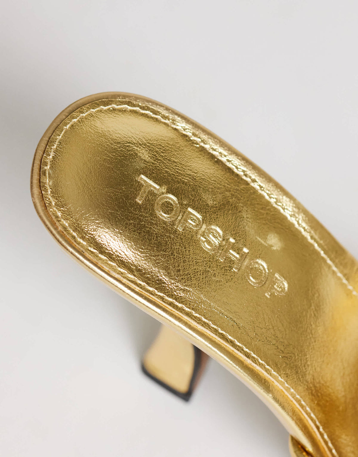 Topshop Olivia strappy high heel sandal with ball detail in gold
