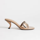 Topshop Nadine mid heeled mule with buckle in taupe