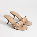 Topshop Nadine mid heeled mule with buckle in taupe