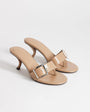 Topshop Nadine mid heeled mule with buckle in taupe
