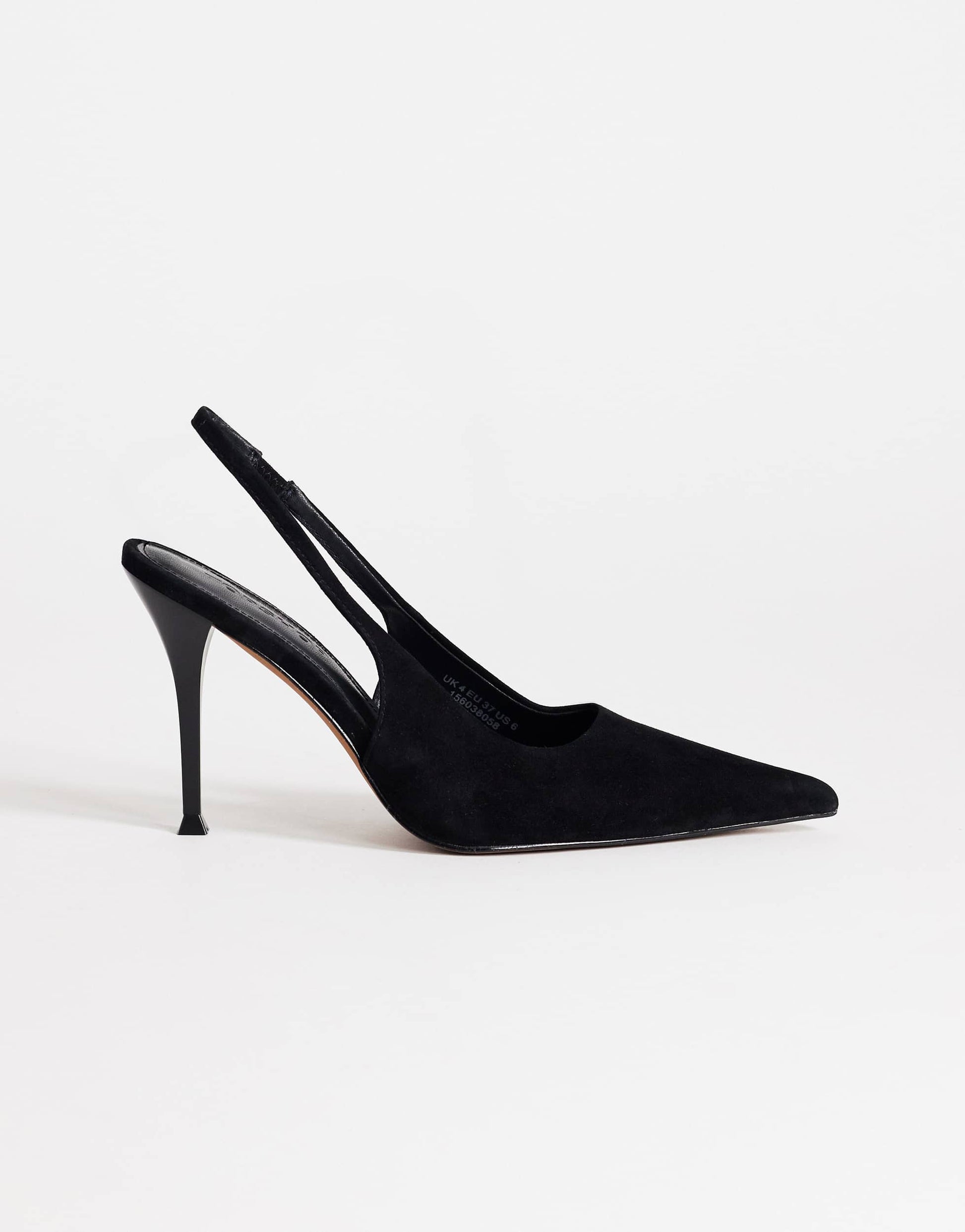 Topshop Anya real suede sling back high heeled court shoe in black