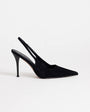 Topshop Anya real suede sling back high heeled court shoe in black