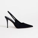 Topshop Anya real suede sling back high heeled court shoe in black