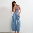 Topshop Cocoon mid rise barrel jean in bleach