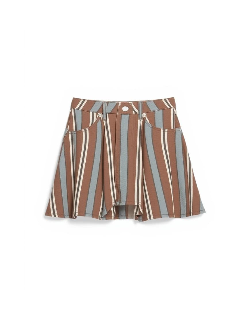 Topshop denim full pleated mini skirt in stripe