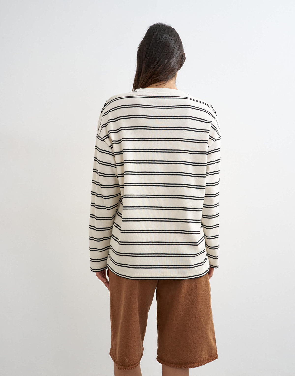 Topshop long sleeve striped henley in mono