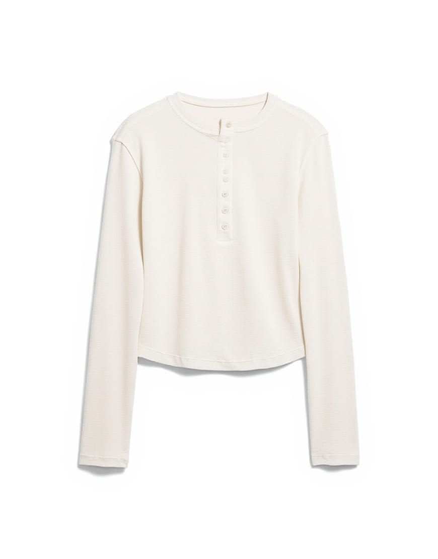 Topshop fitted long sleeve henley in ecru