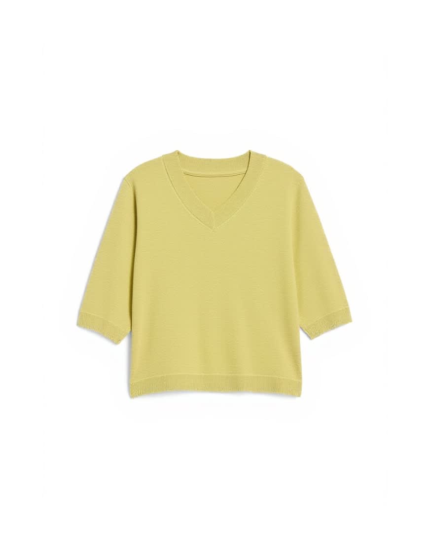 Topshop knitted short sleeve polo v neck top in lime