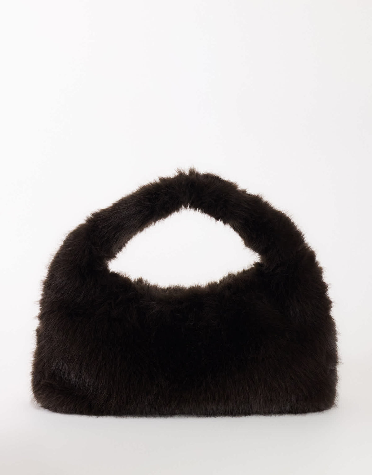 Topshop Tully large faux fur shoulder bag in chocolate