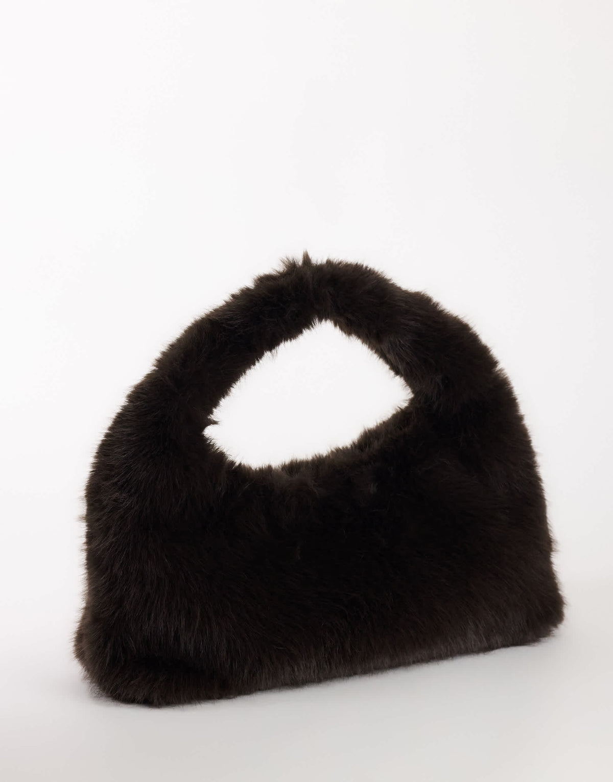 Topshop Tully large faux fur shoulder bag in chocolate