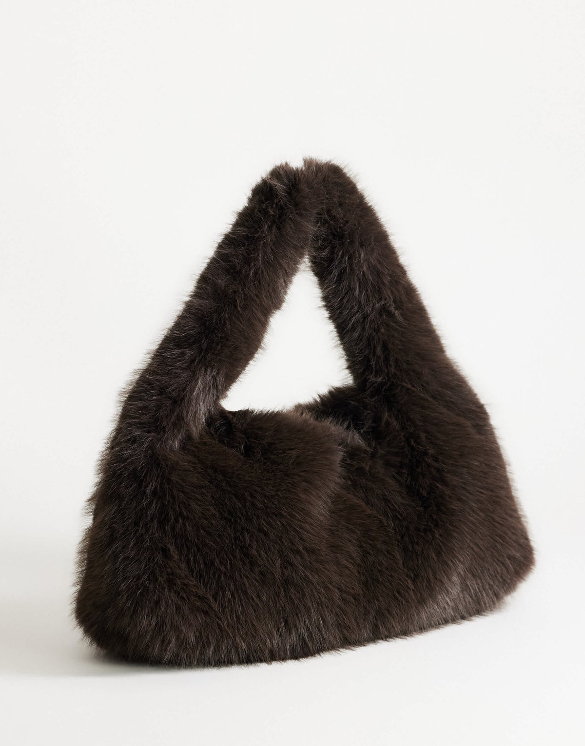 Topshop Tully large faux fur shoulder bag in chocolate