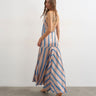 Robe longue Topshop en satin à coutures avec bords passepoilés à rayures naturelles et bleues