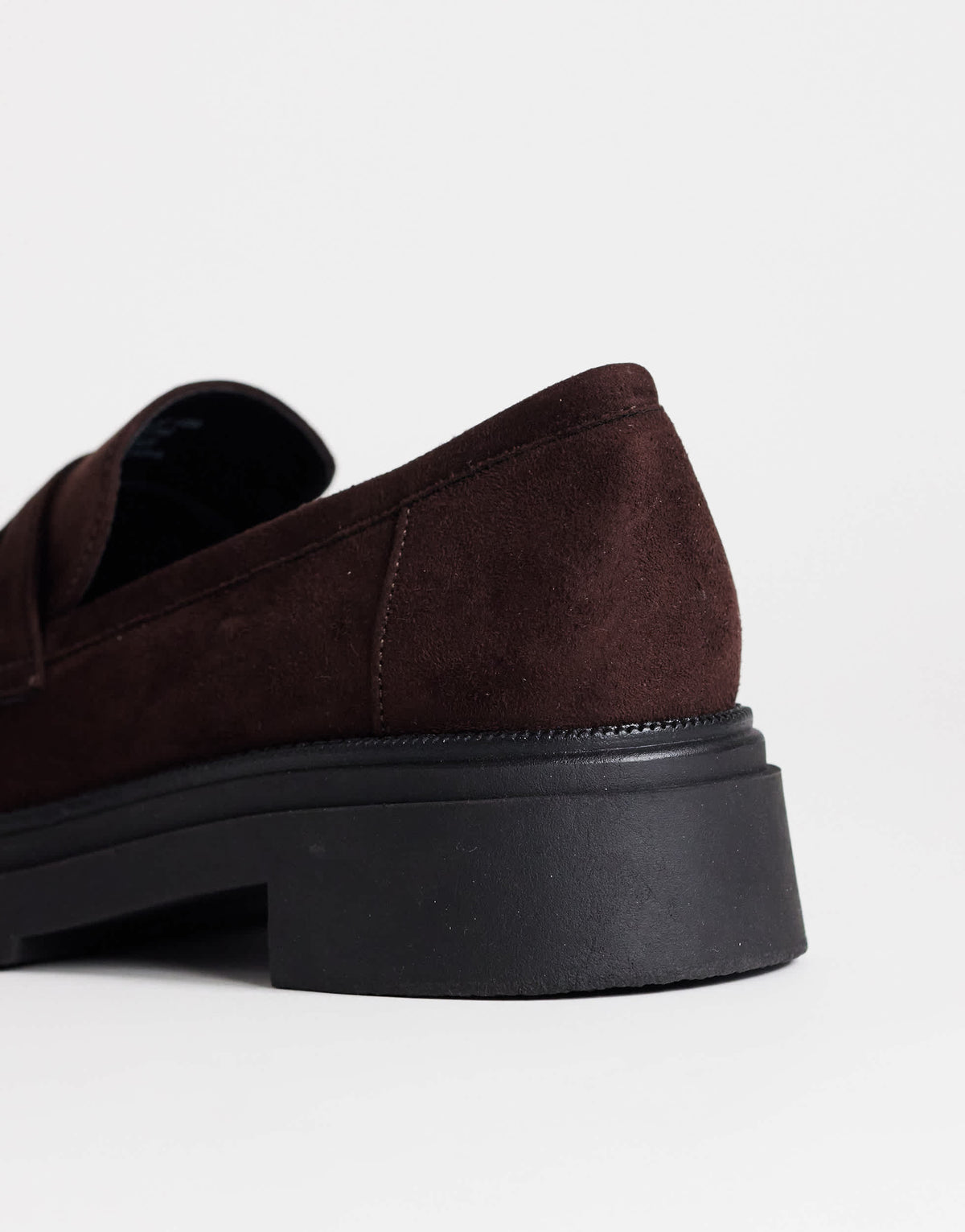 Topshop Cade faux suede chunky sole loafer in chocolate
