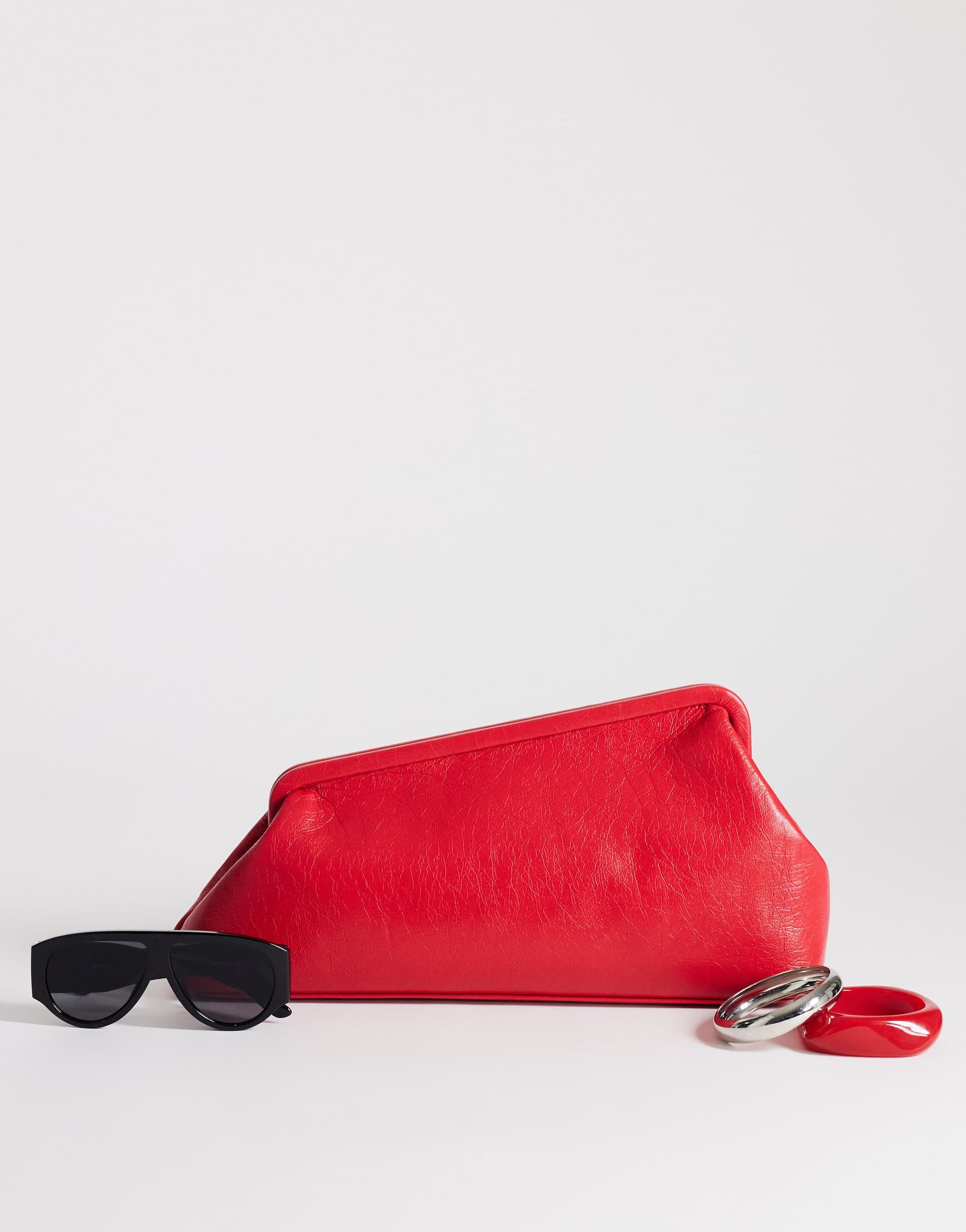 Topshop Anna medium angular clutch bag in red