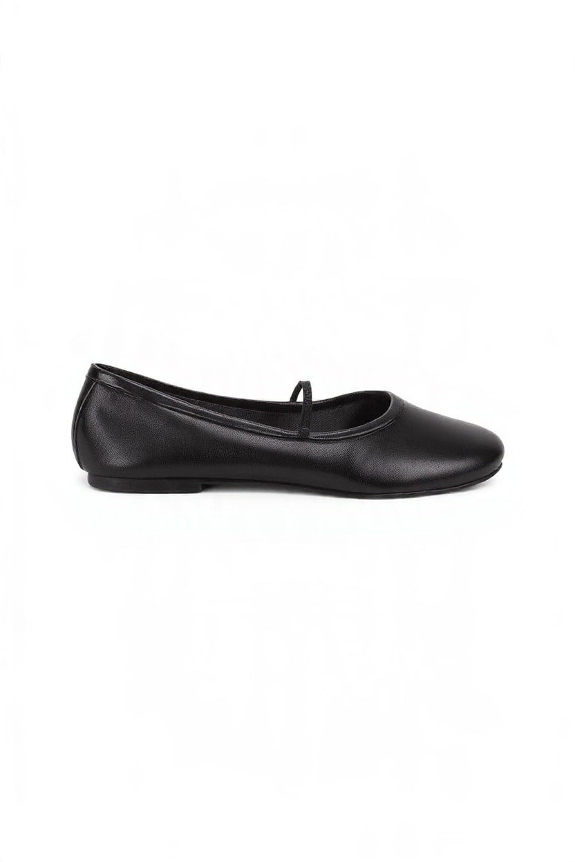 Topshop Bella leather round toe ballet flat in black