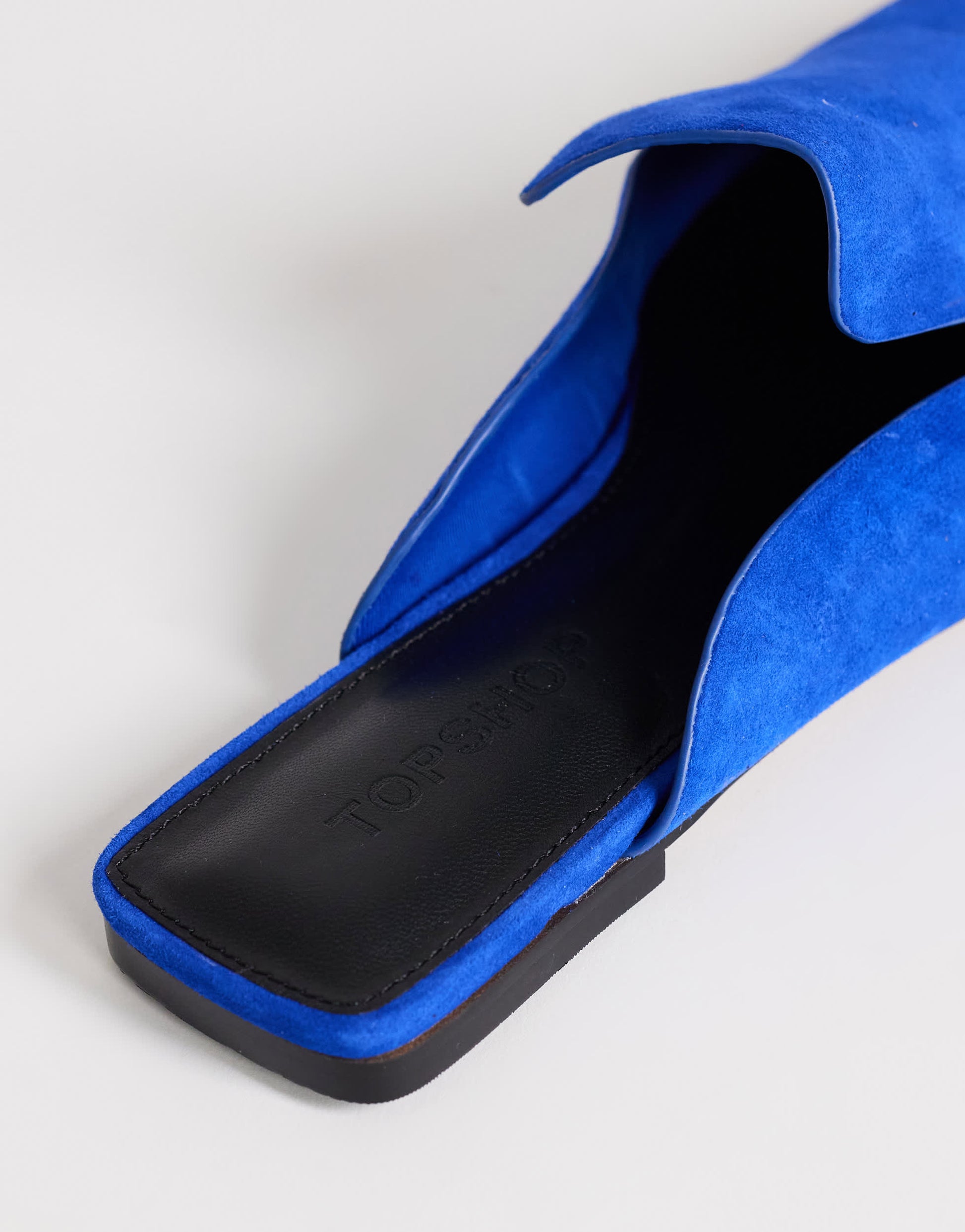 Topshop Della real suede mule in cobalt
