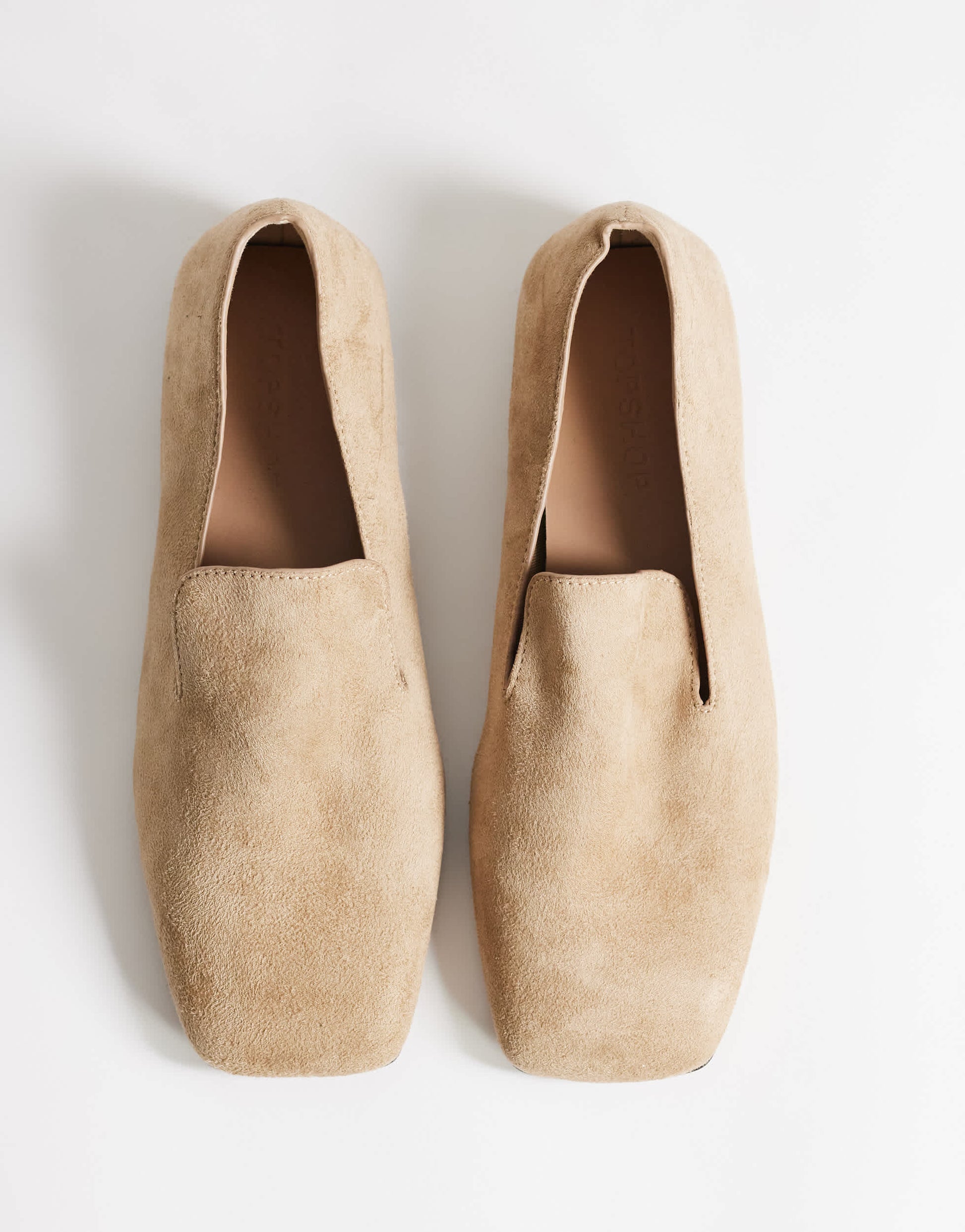 Topshop Denise slip on flat shoe in taupe
