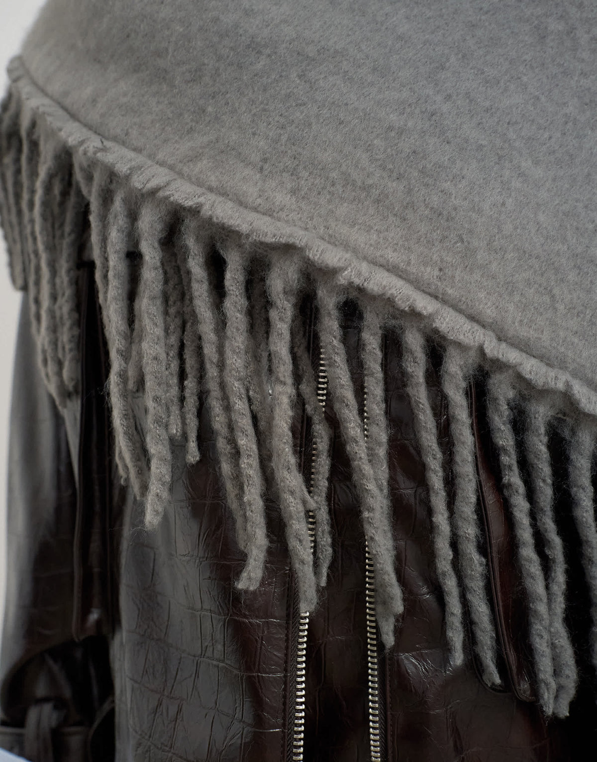 Topshop Susan fringe scarf in charcoal