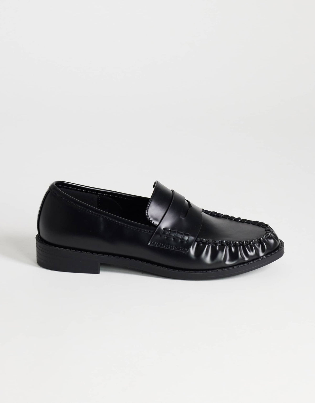Topshop Dominic ruched loafer in black