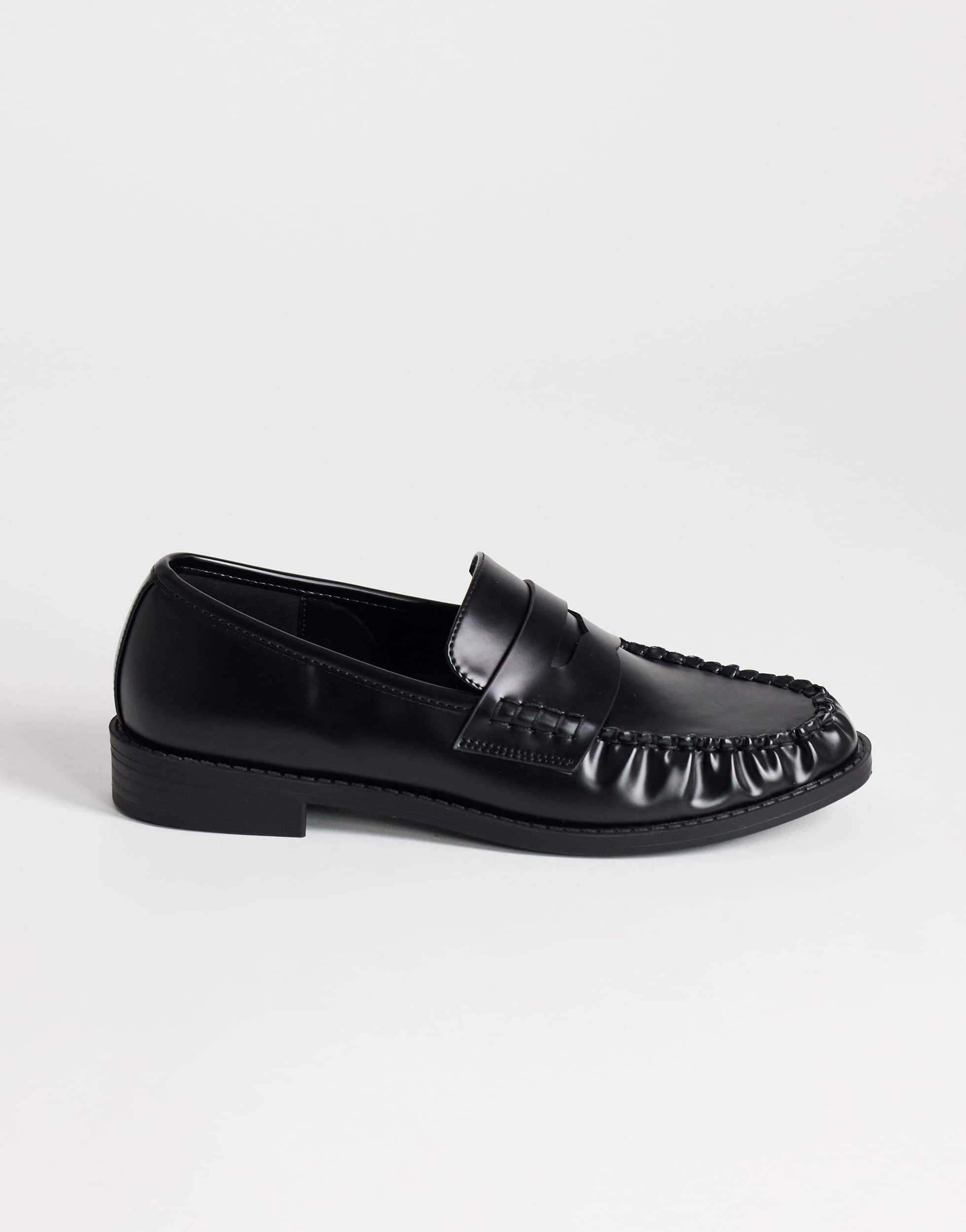 Topshop Dominic ruched loafer in black