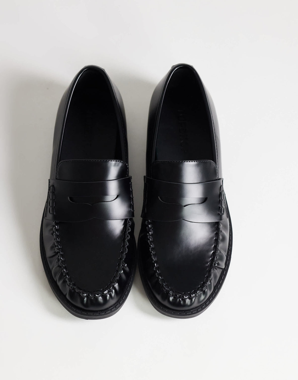 Topshop Dominic ruched loafer in black