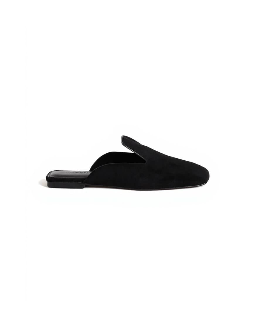 Topshop Della real suede mule in black