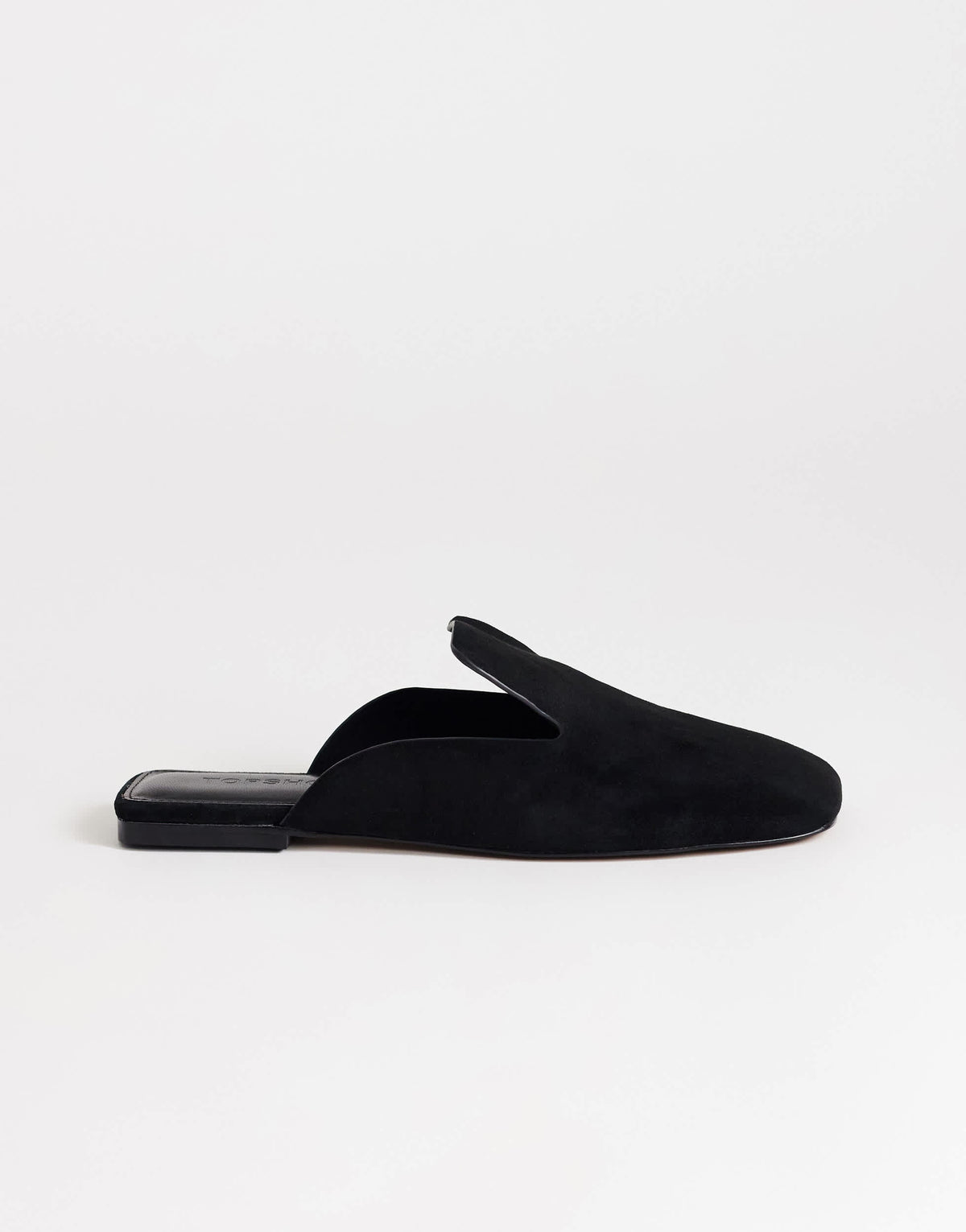 Topshop Della real suede mule in black