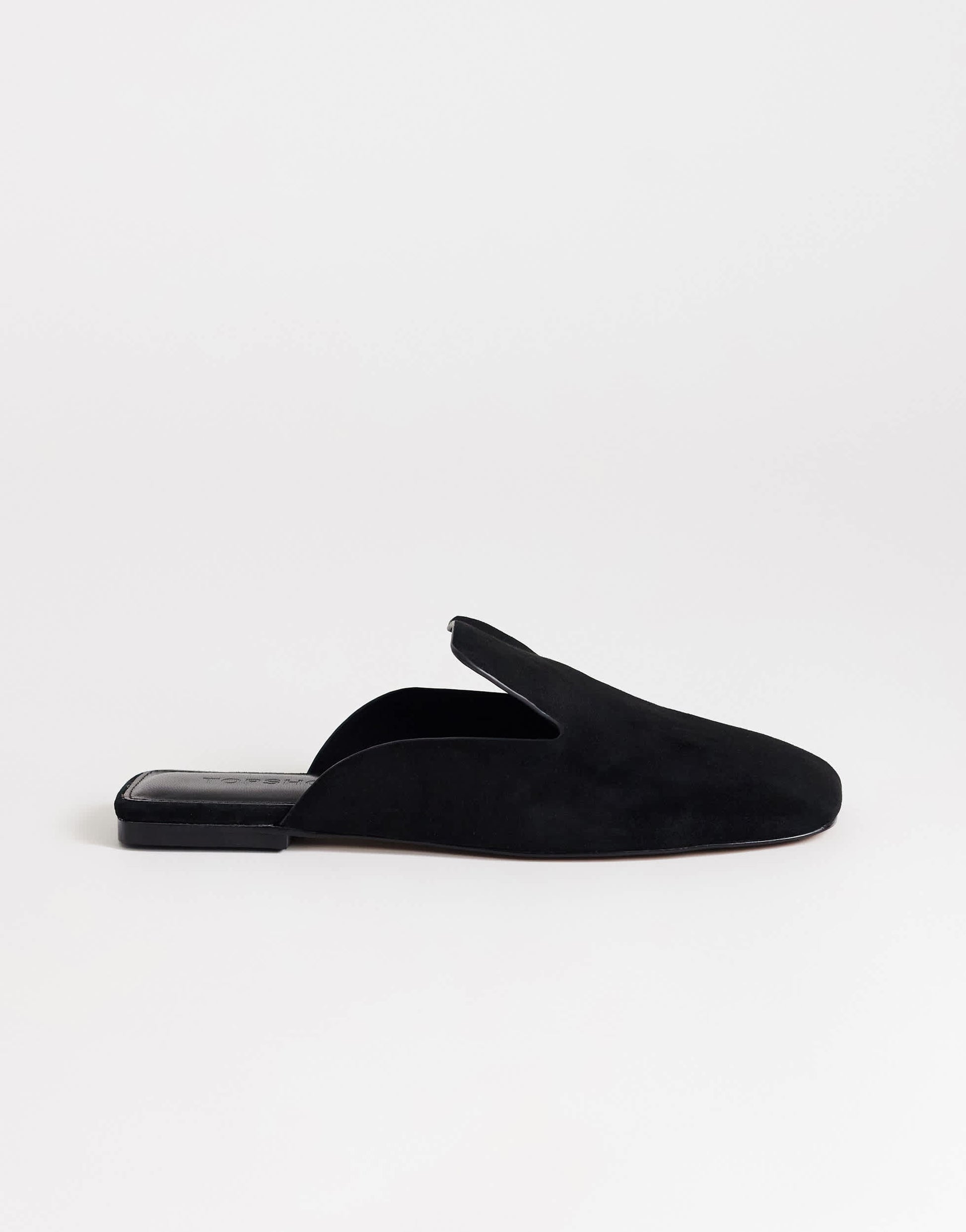 Topshop Della real suede mule in black