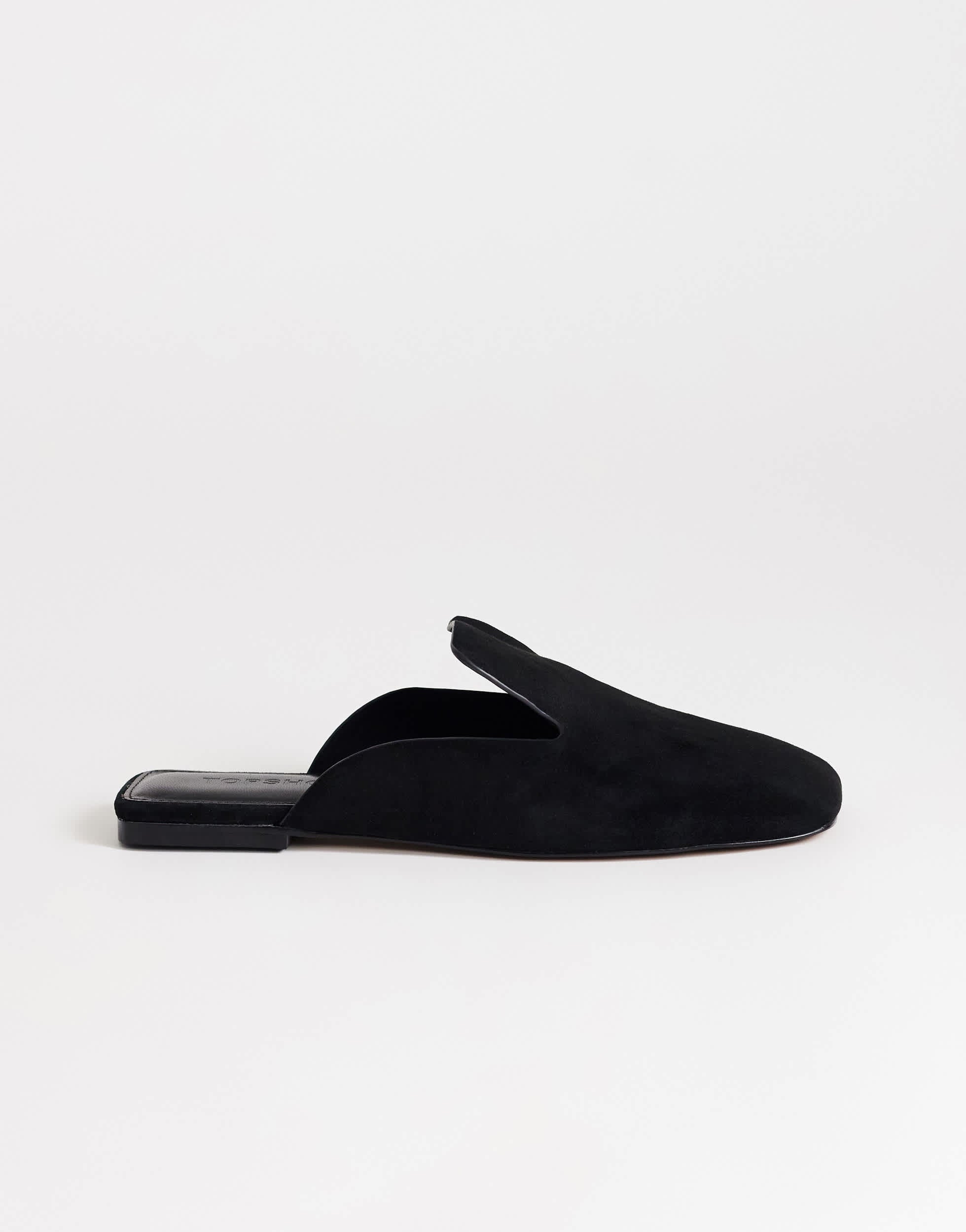 Topshop Della real suede mule in black