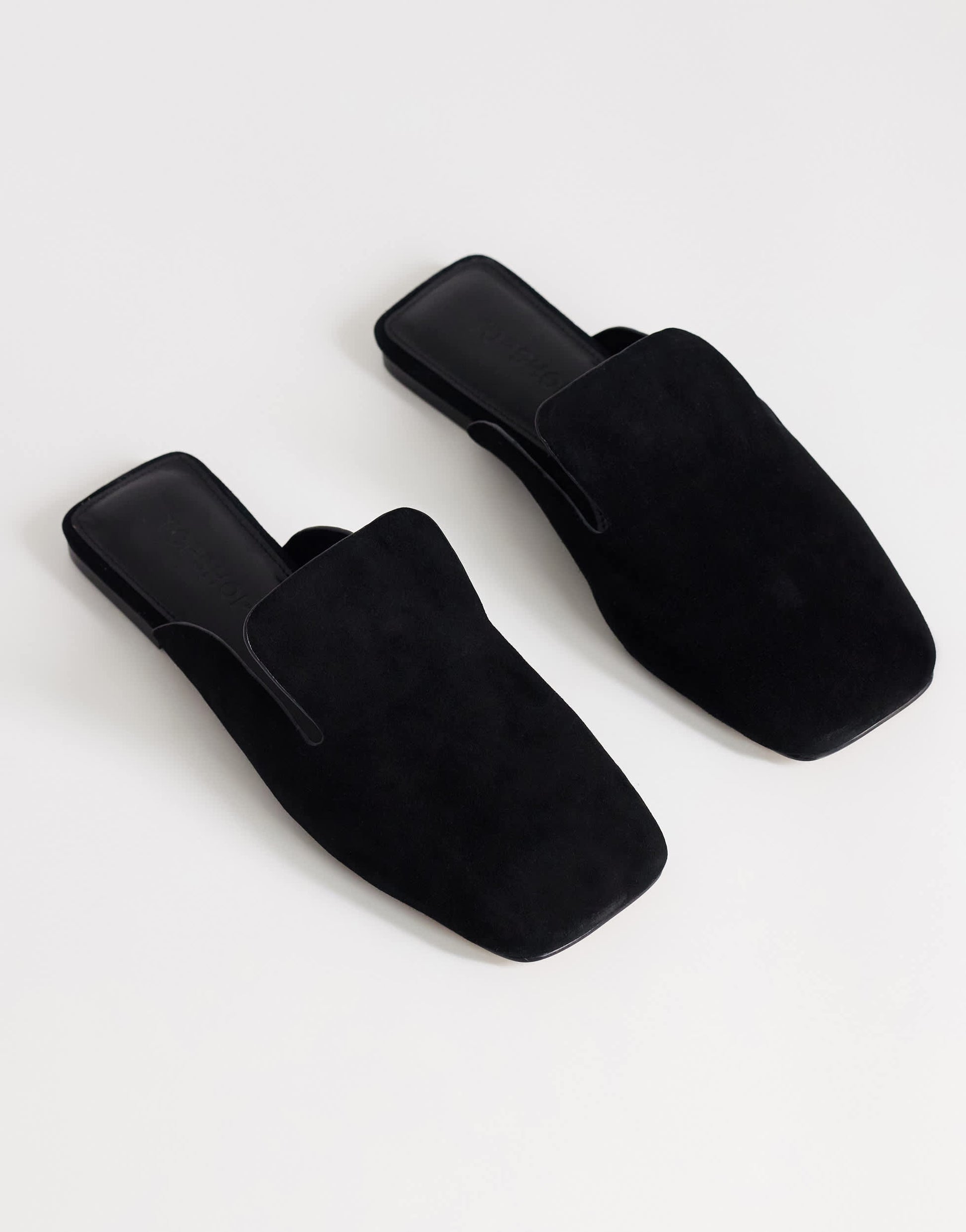 Topshop Della real suede mule in black