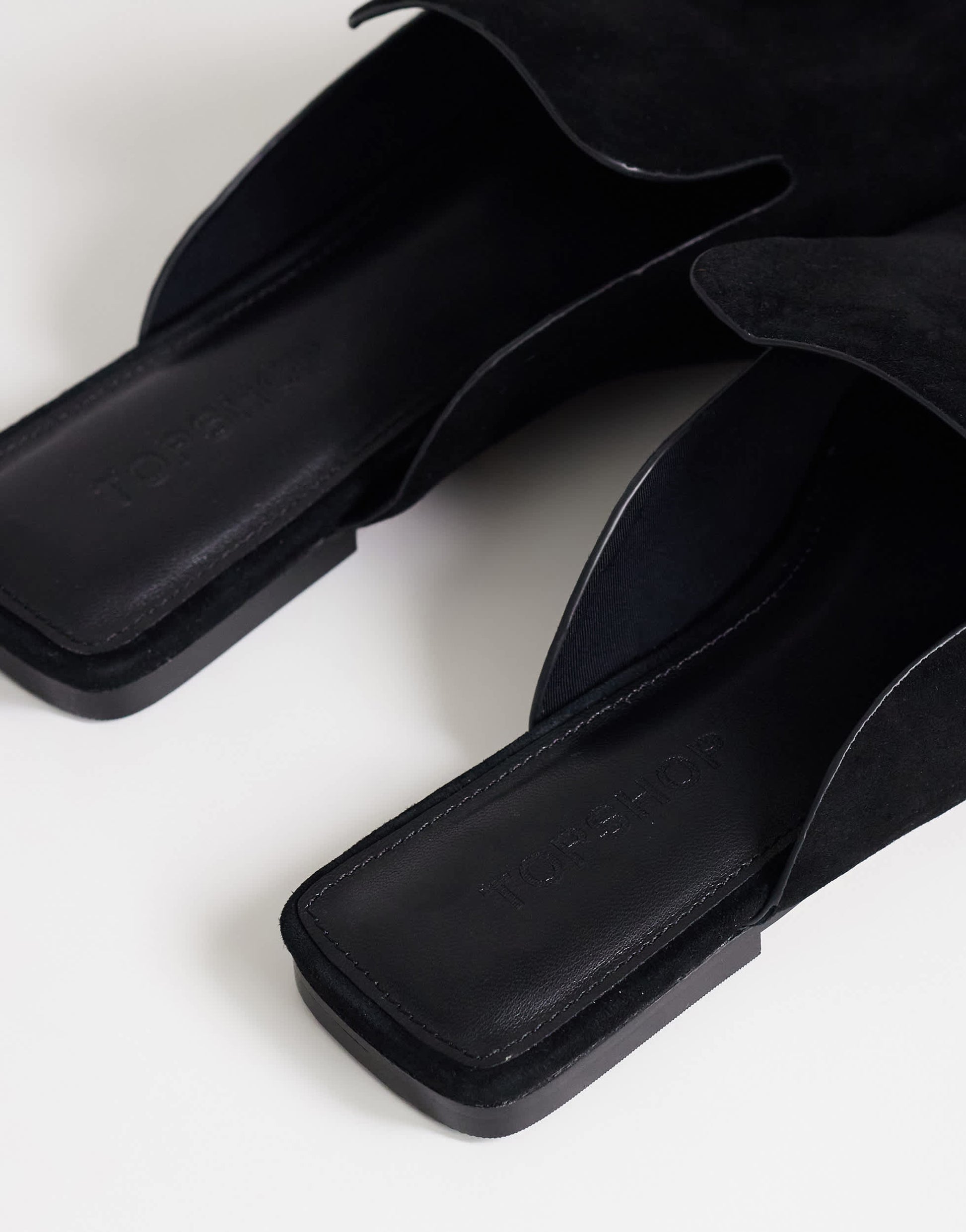 Topshop Della real suede mule in black