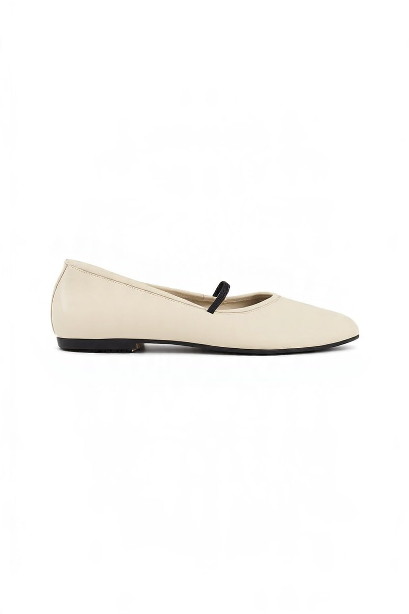 Topshop Bella leather round toe ballet flat in off white