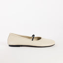 Topshop Bella leather round toe ballet flat in off white