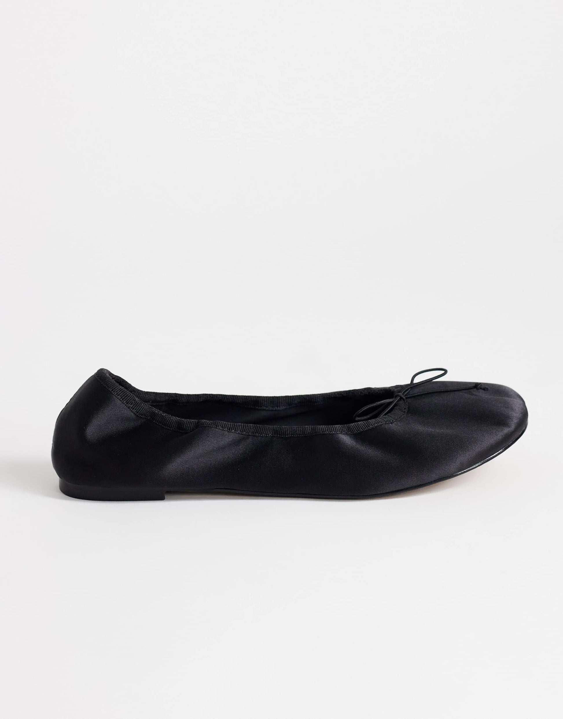 Topshop Dorothy round toe ballet flat in black satin