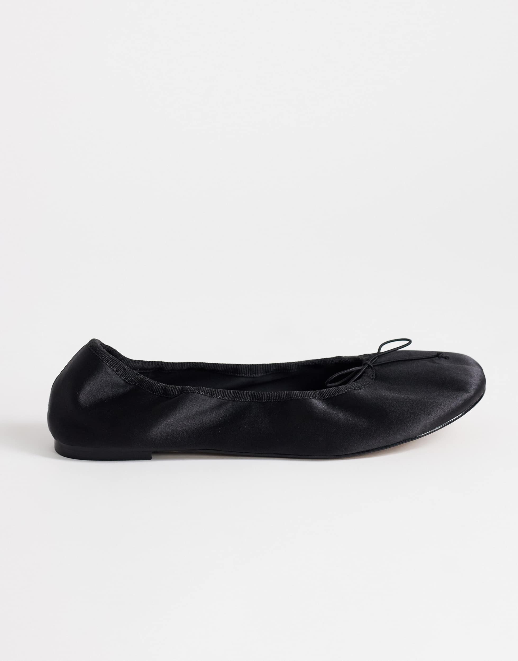 Topshop Dorothy round toe ballet flat in black satin