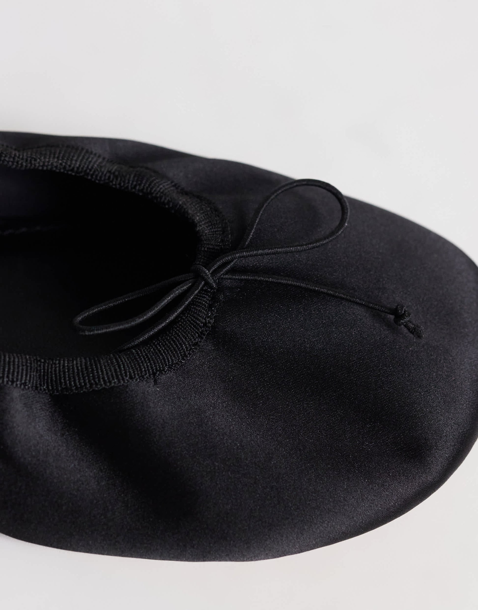 Topshop Dorothy round toe ballet flat in black satin