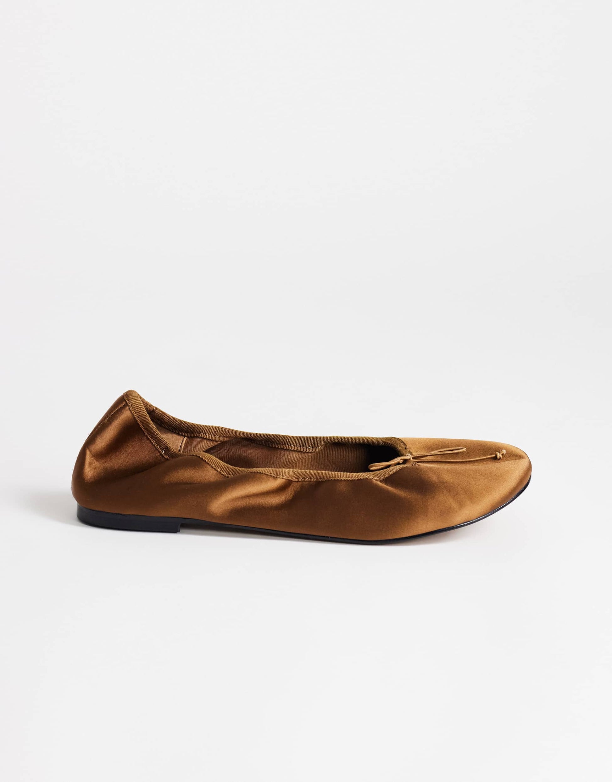 Topshop Dorothy round toe ballet flat in bronze satin