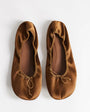 Topshop Lila round toe ballet flat in bronze satin