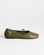 Topshop Bella leather round toe ballet flat in khaki