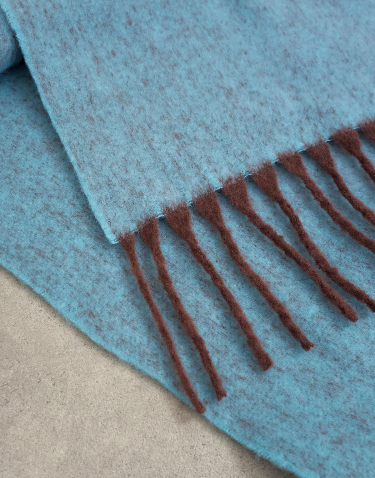 Topshop Sydney blanket scarf in blue and chocolate speckle
