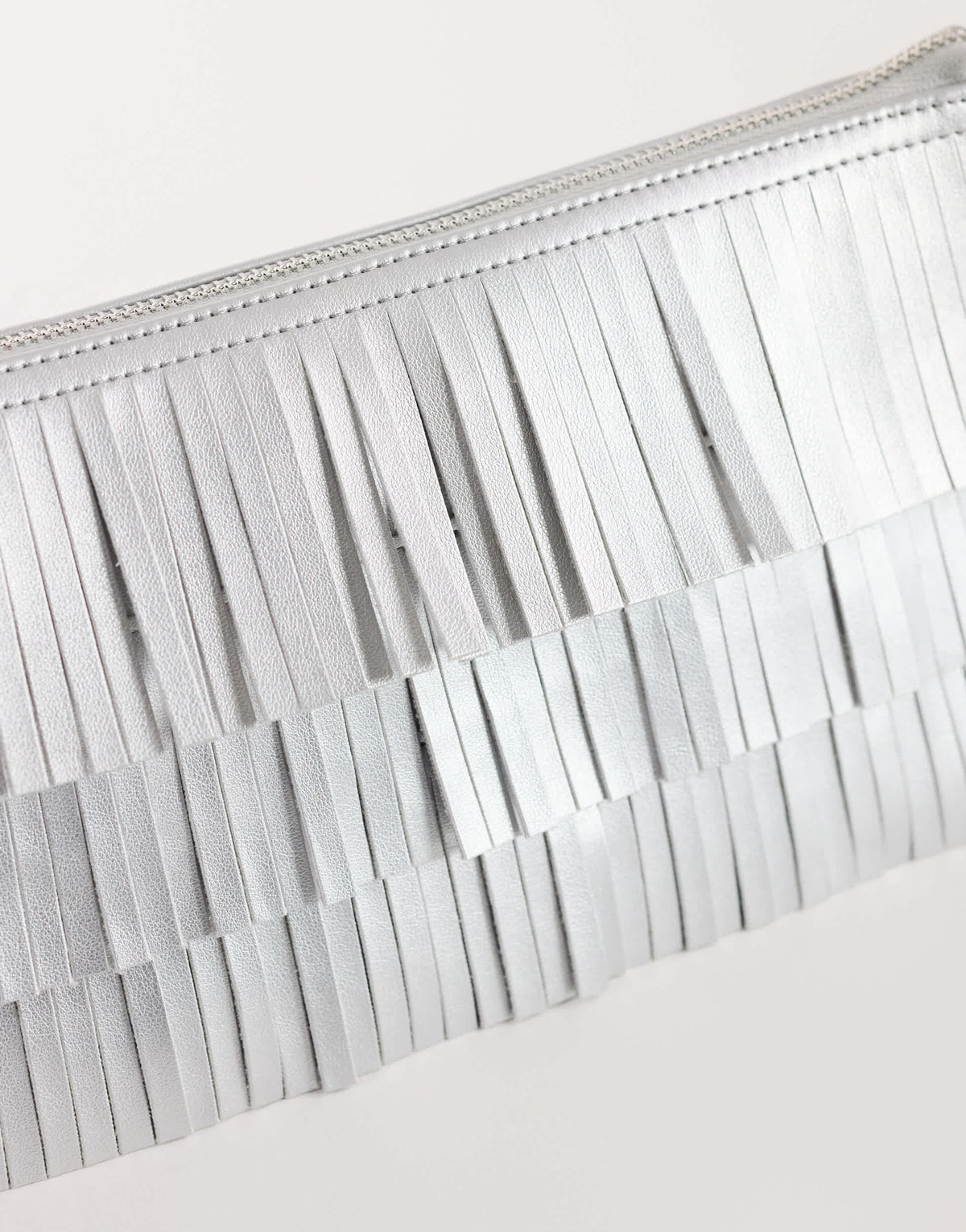 Topshop Sasha small fringe shoulder bag in silver