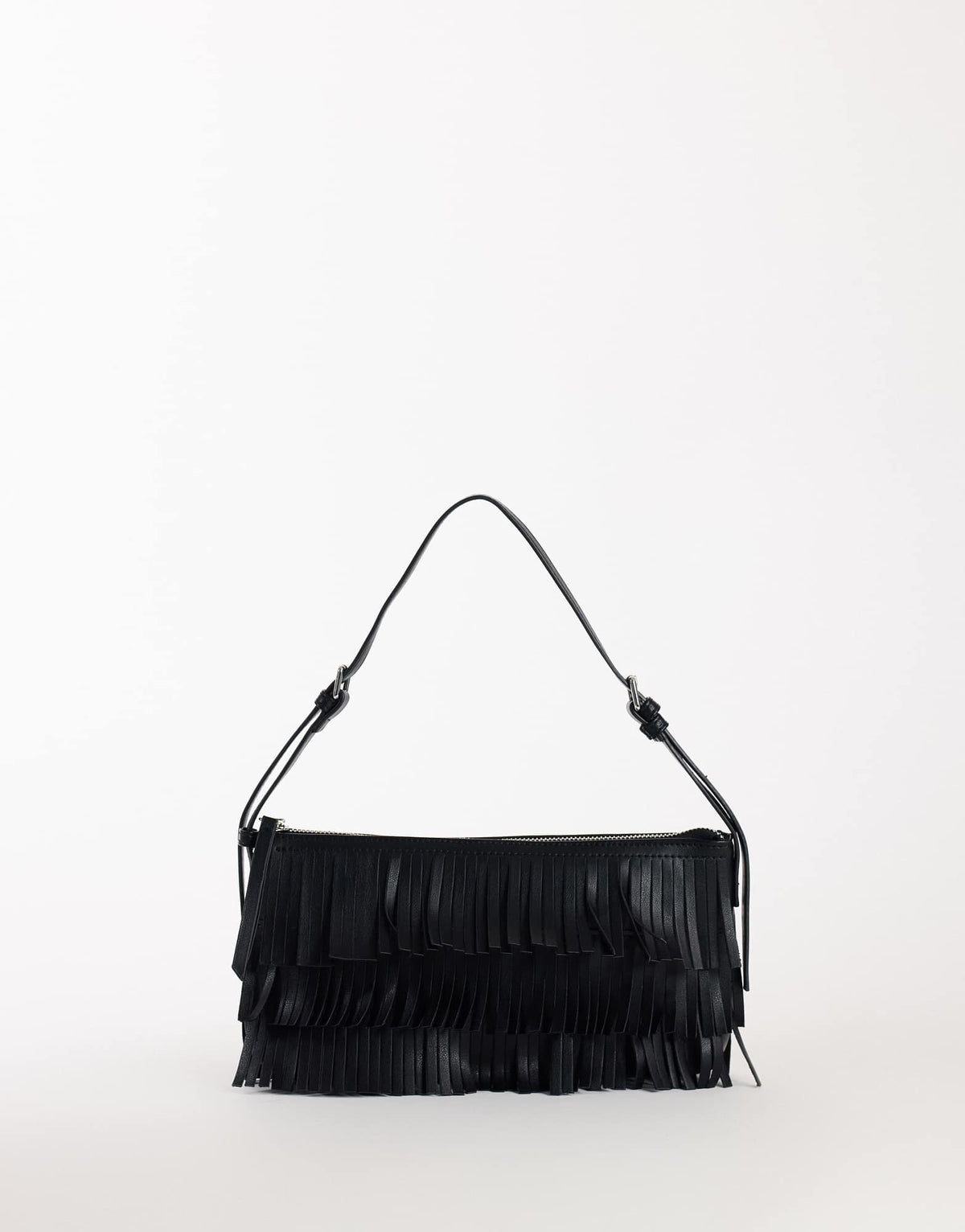 Topshop Sasha small fringe shoulder bag in black